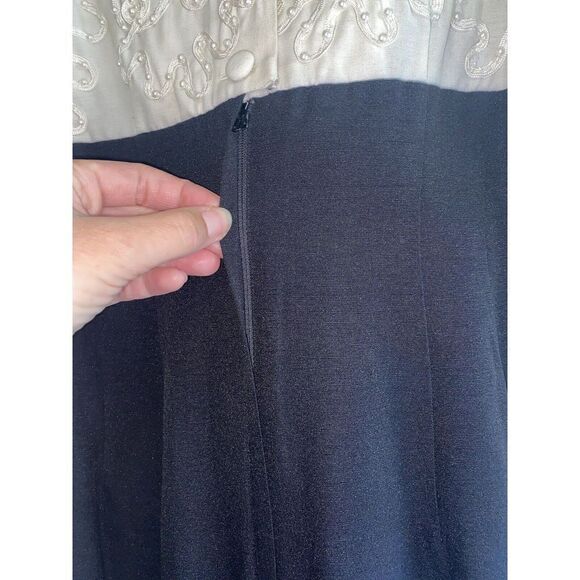 Vnt Sarah Elizabeth Dress Crew Neck Beaded Pearl Button Shoulder Pads 10 Petite - Picture 7 of 16